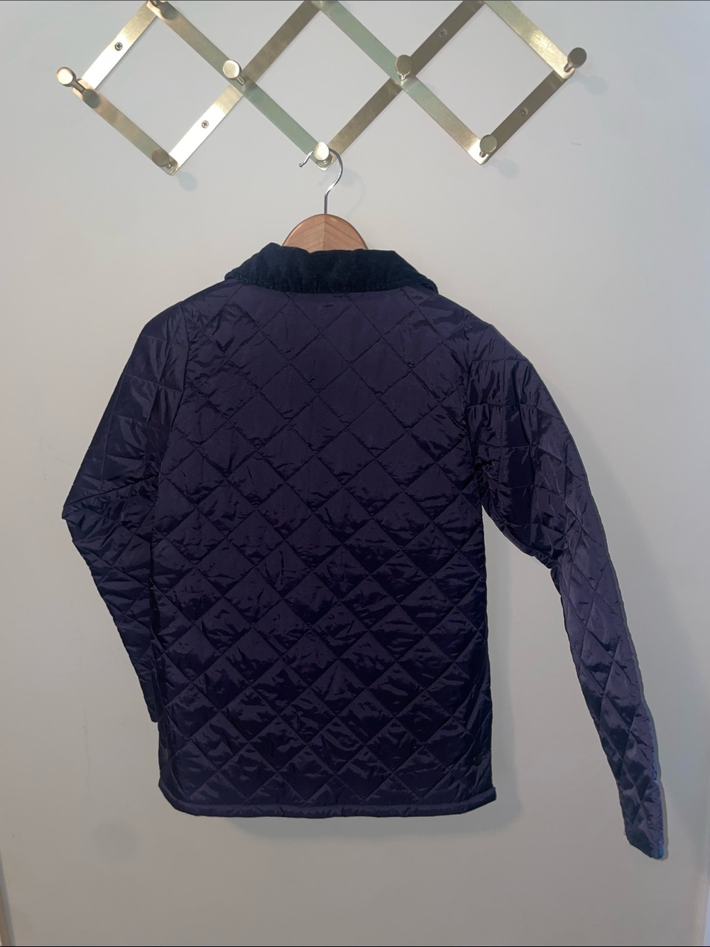 Barbour Boys Navy Quilted Puffer Jacket with Corduroy Collar - Picture 5 of 5